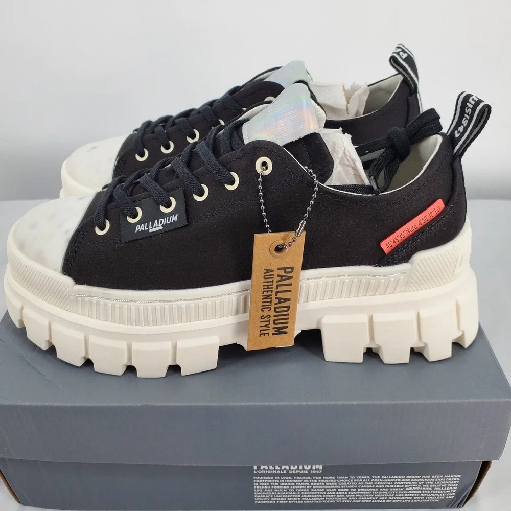 Palladium Unisex W 8 / M 6.5 Revolt Lo TX Black Marshmallow Platform Shoes New‎